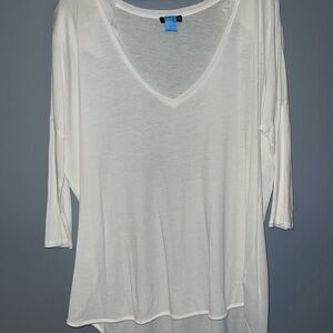 Express White Asymmetrical Long Sleeve Top